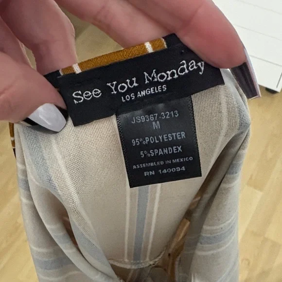 See You Monday Yellow and Black Striped Jumpsuit - Picture 7 of 8